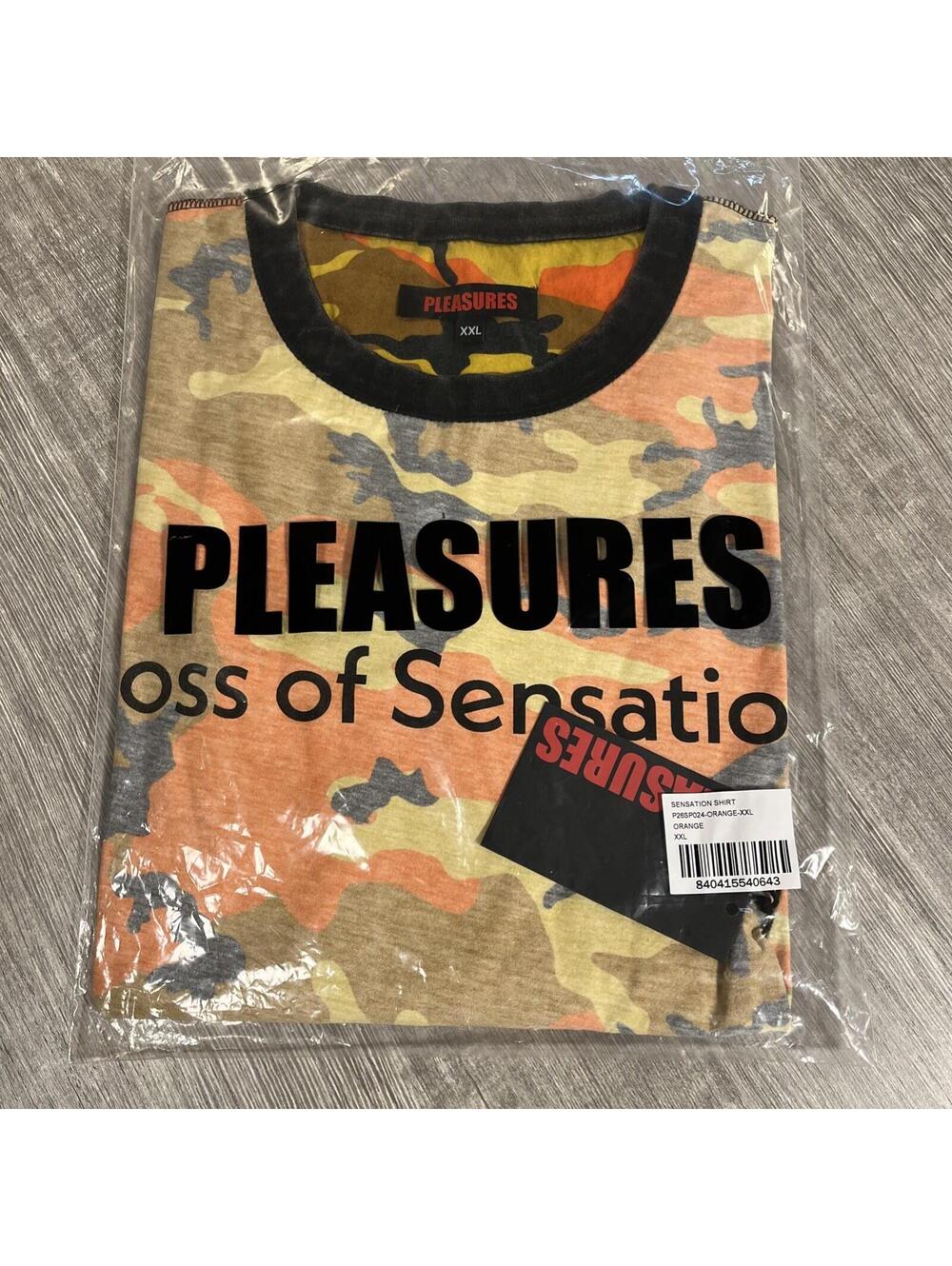 Pleasures Sensation Camo Shirt Orange Reversible T-Shirt Brand New Withtags